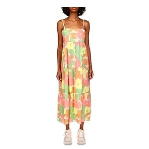 SOCIAL STANDARD Floral Print Maxi Dress Tiered Casual Sun Dress‎ Spring Summer M